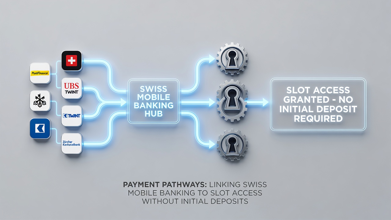 Flow diagram of mobile banking to slot access without deposits